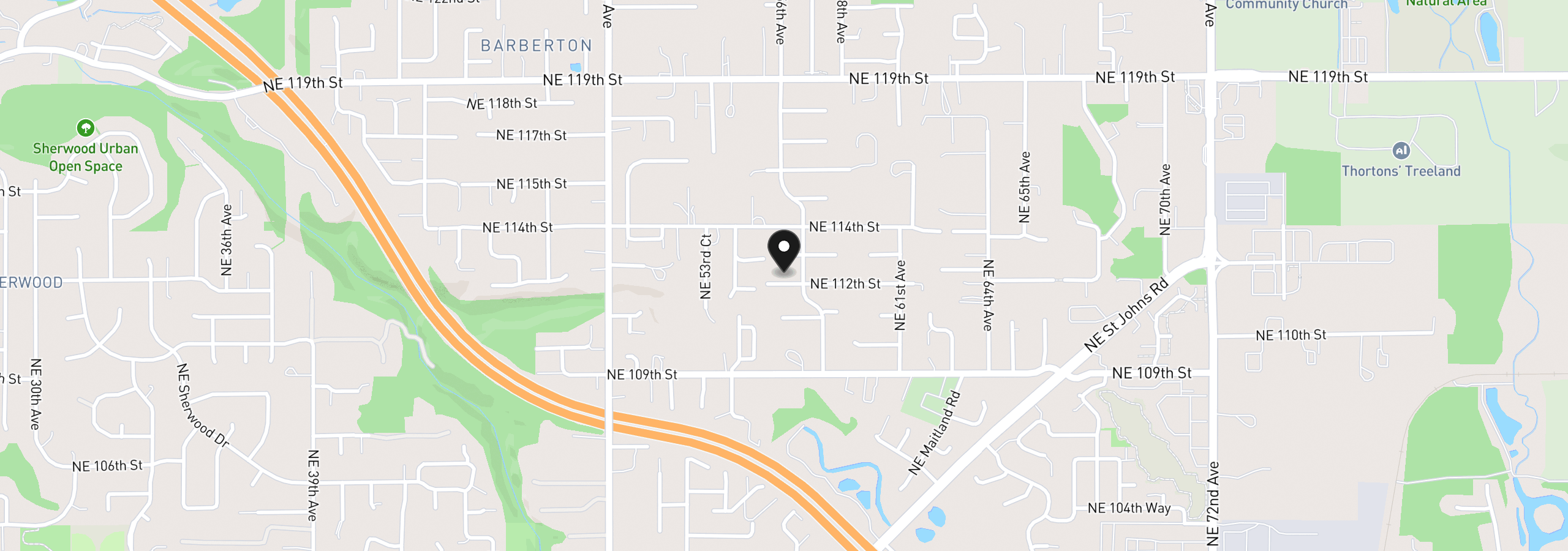 Map showing the location of 5604 NE 112th St, Vancouver, Wa 98686