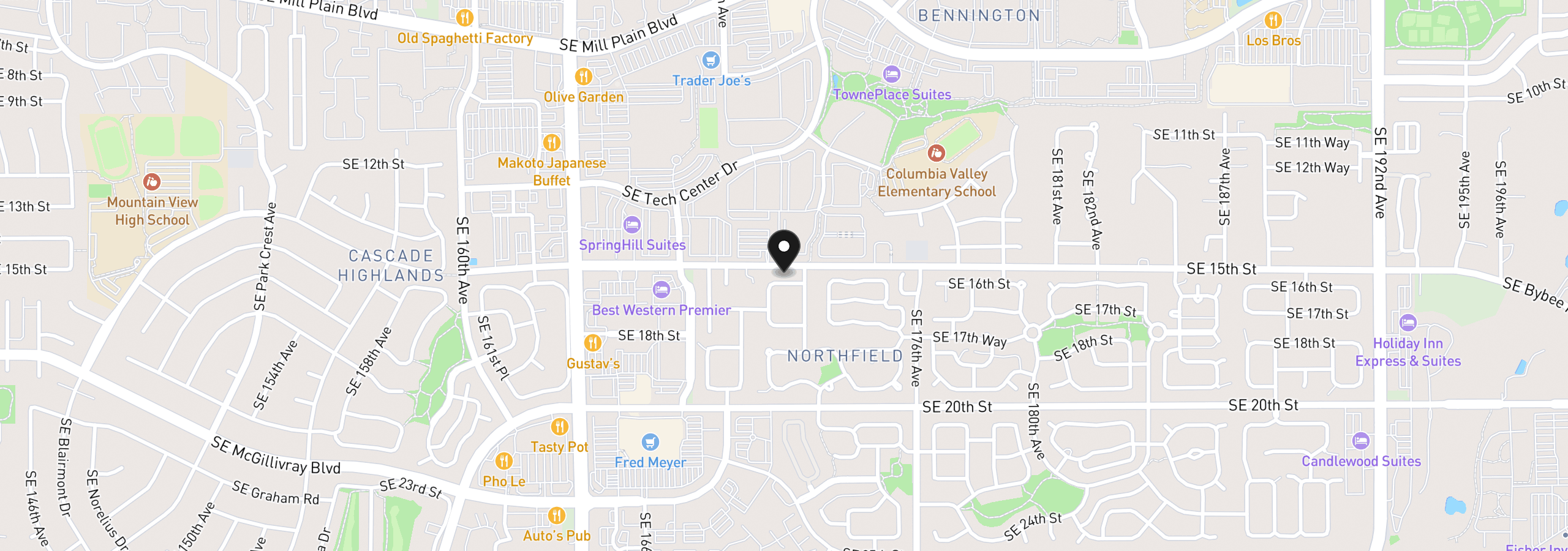 Map showing the location of 17004 SE 16th St, Vancouver, Wa 98683