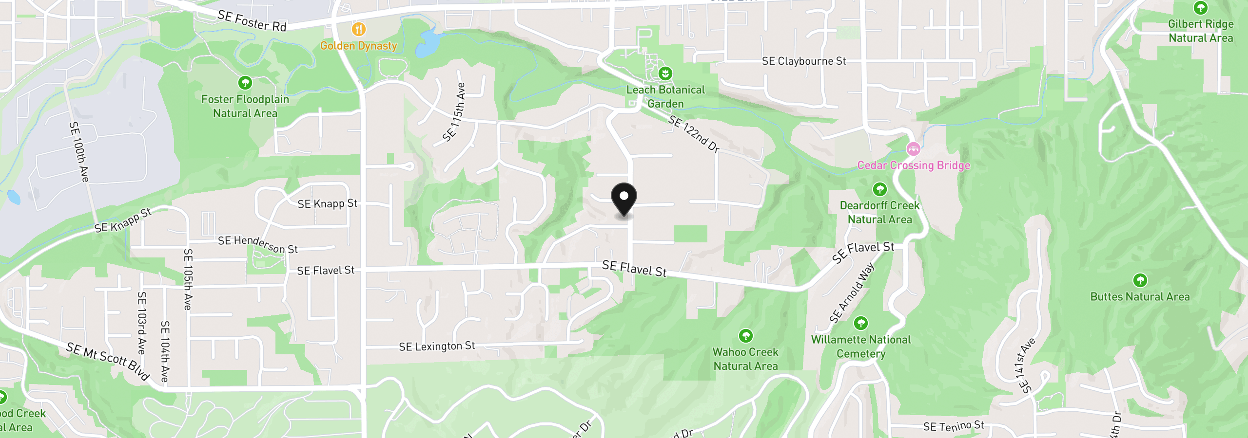 Map showing the location of 12199 SE Henderson Dr, Portland, OR 97266