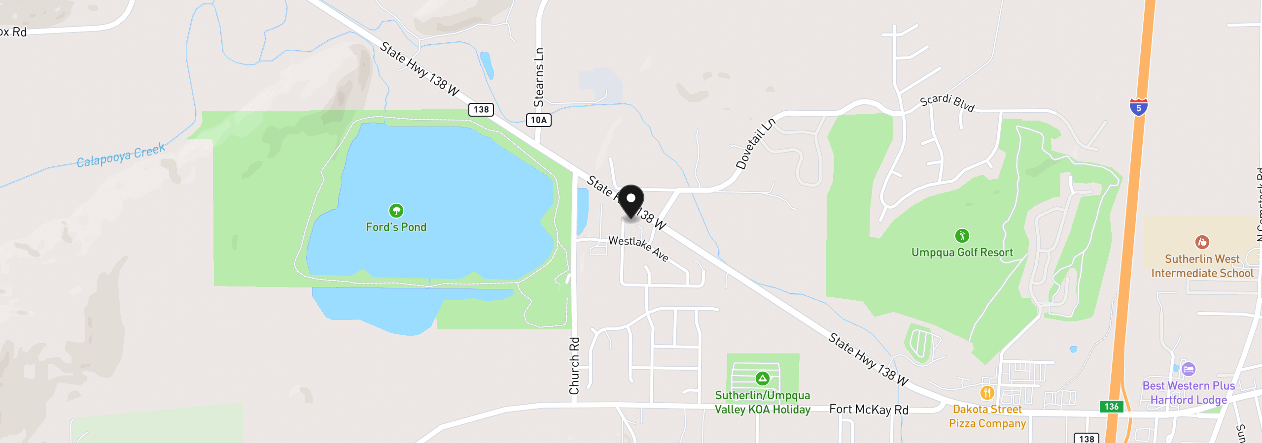 Map showing the location of 126 Lilly Ct, Sutherlin, OR 97479
