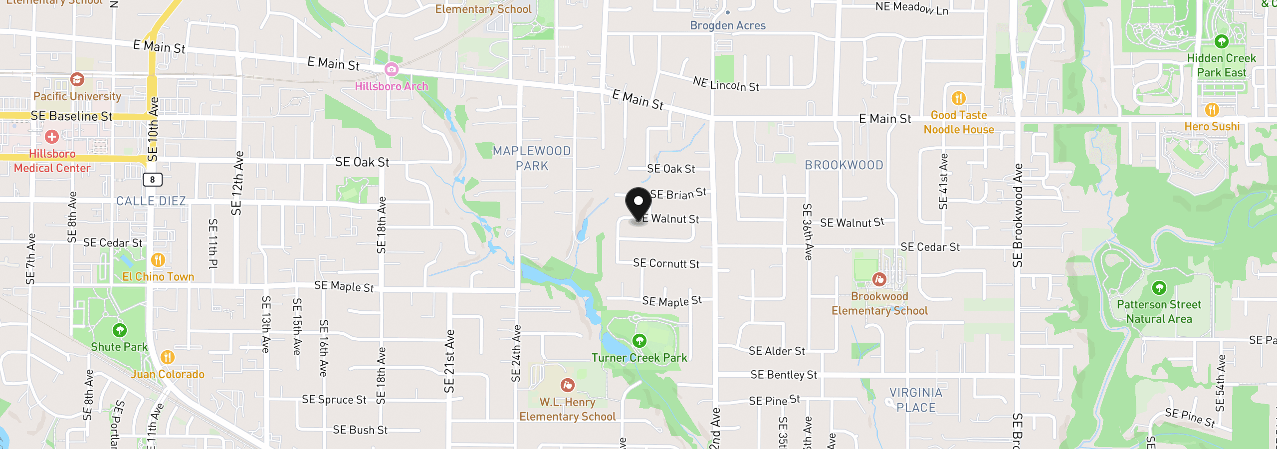 Map showing the location of 2870 SE Walnut St, Hillsboro, OR 97123