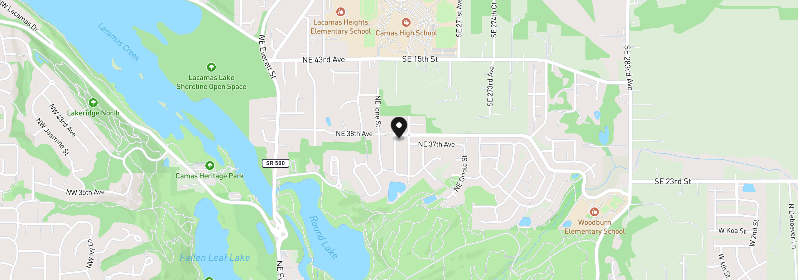 Map showing the location of 3718 NE Kingbird St, Camas, Wa 98607