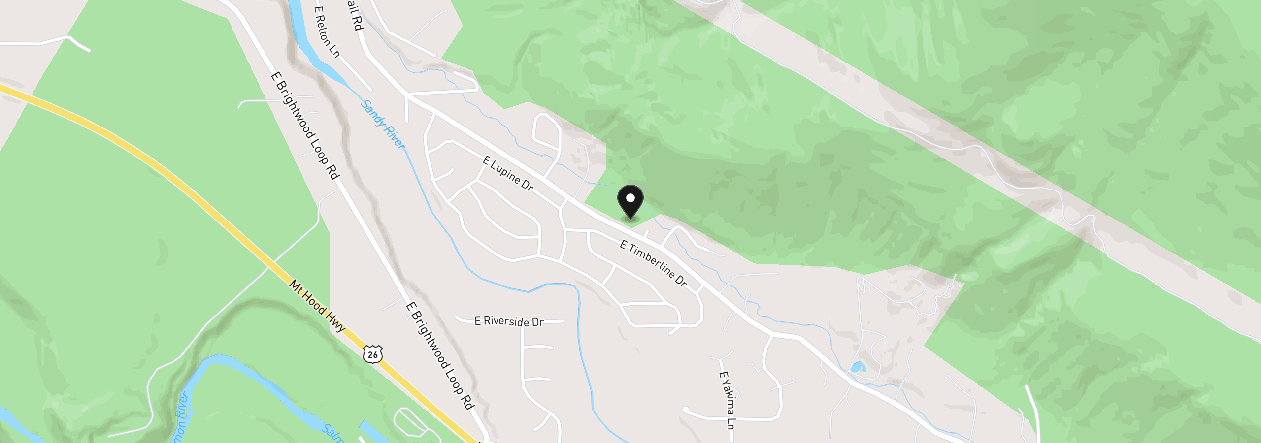 Map showing the location of 65365 E Barlow Trail Rd, Rhododendron, OR 97049