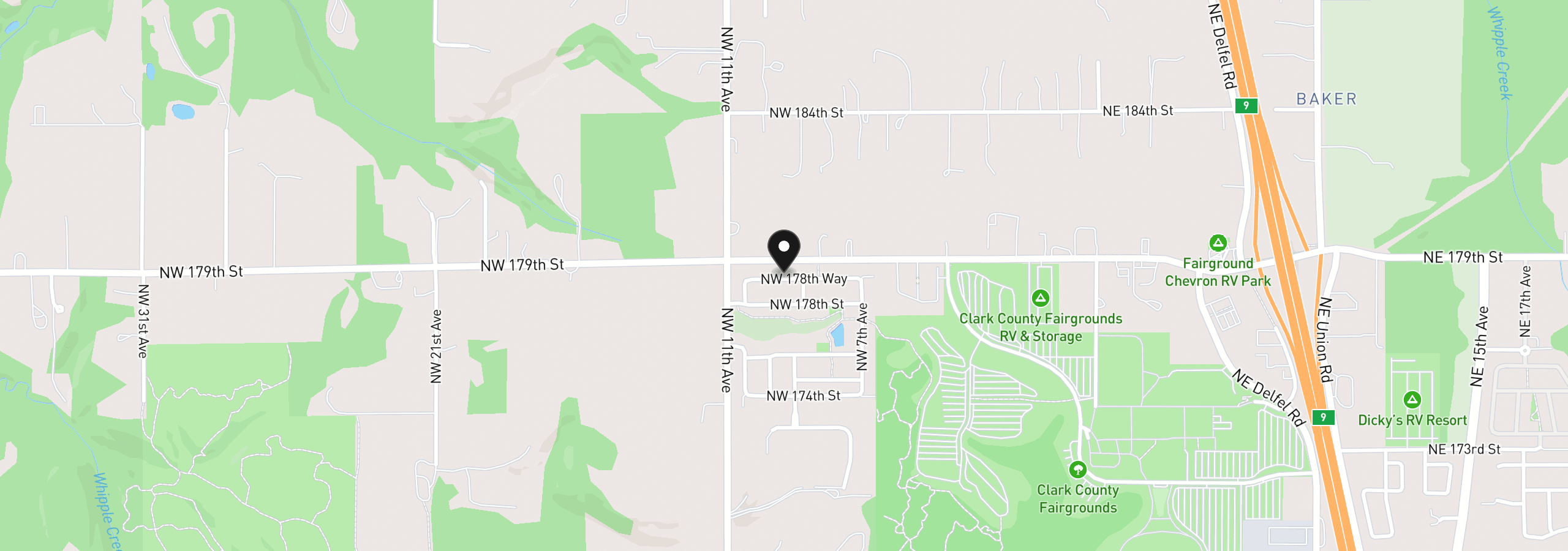 Map showing the location of 1002 NW 178th Way, Ridgefield, Wa 98642