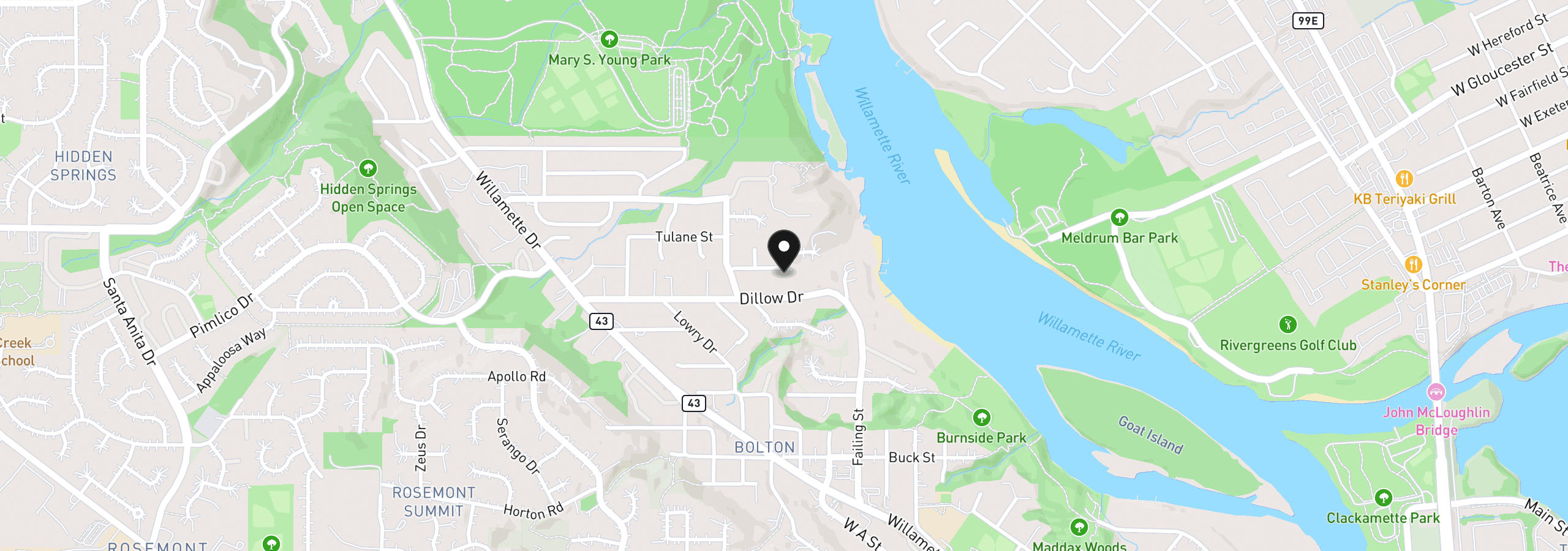 Map showing the location of 2130 Maple Ter, West Linn, OR 97068