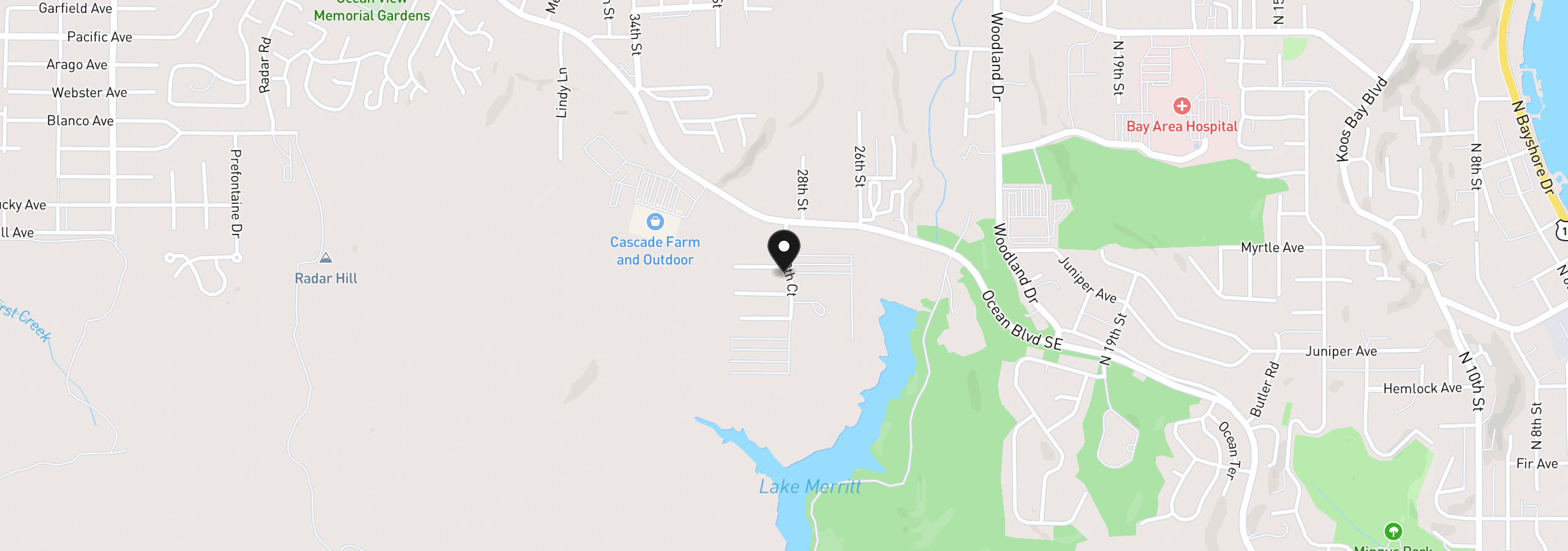Map showing the location of 1795 28th Ct, Coos Bay, OR 97420