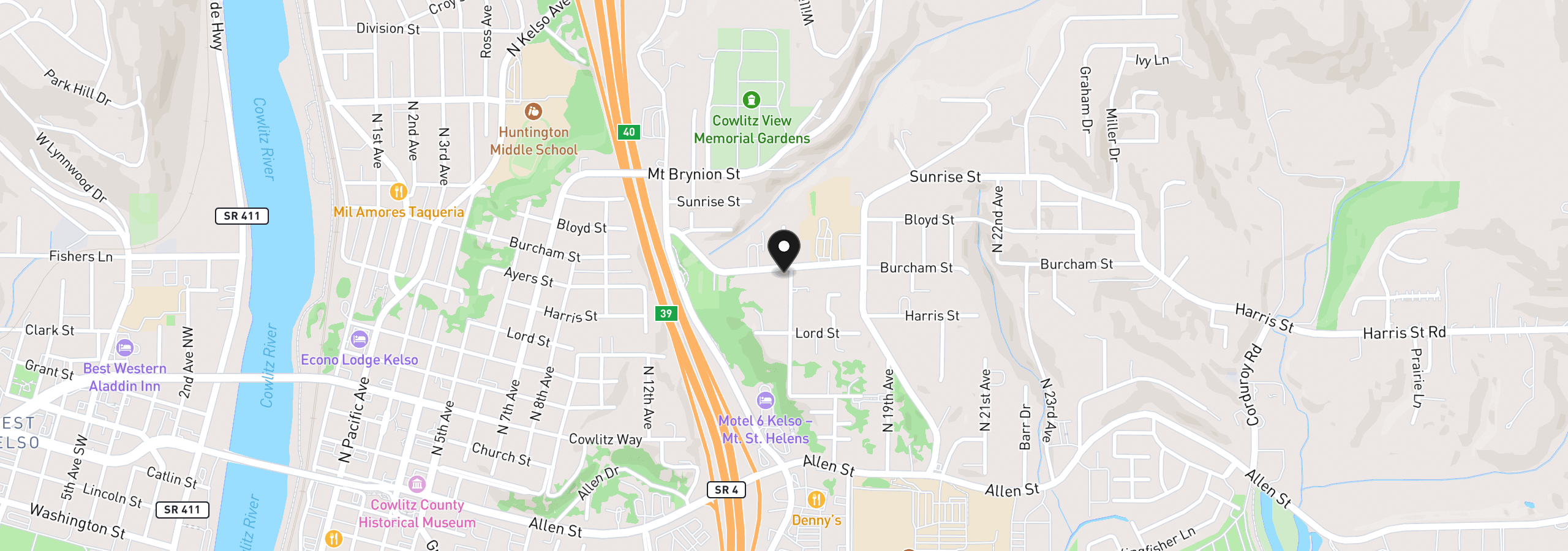 Map showing the location of 813 N 16th Ave, Kelso, Wa 98626