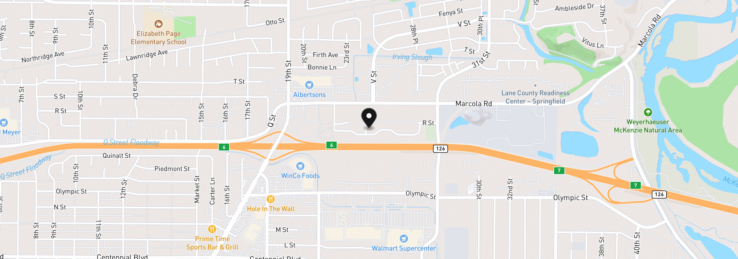 Map showing the location of 2416 Maia Loop, Springfield, OR 97477
