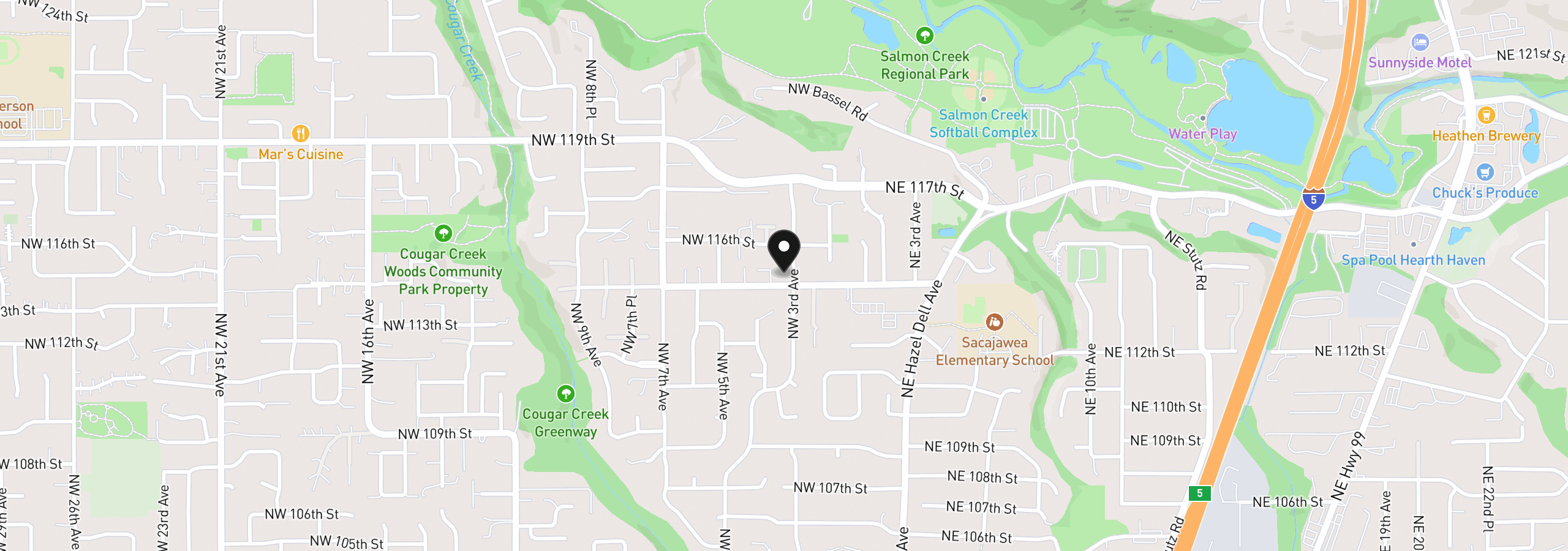 Map showing the location of 305 NW 114th St, Vancouver, Wa 98685