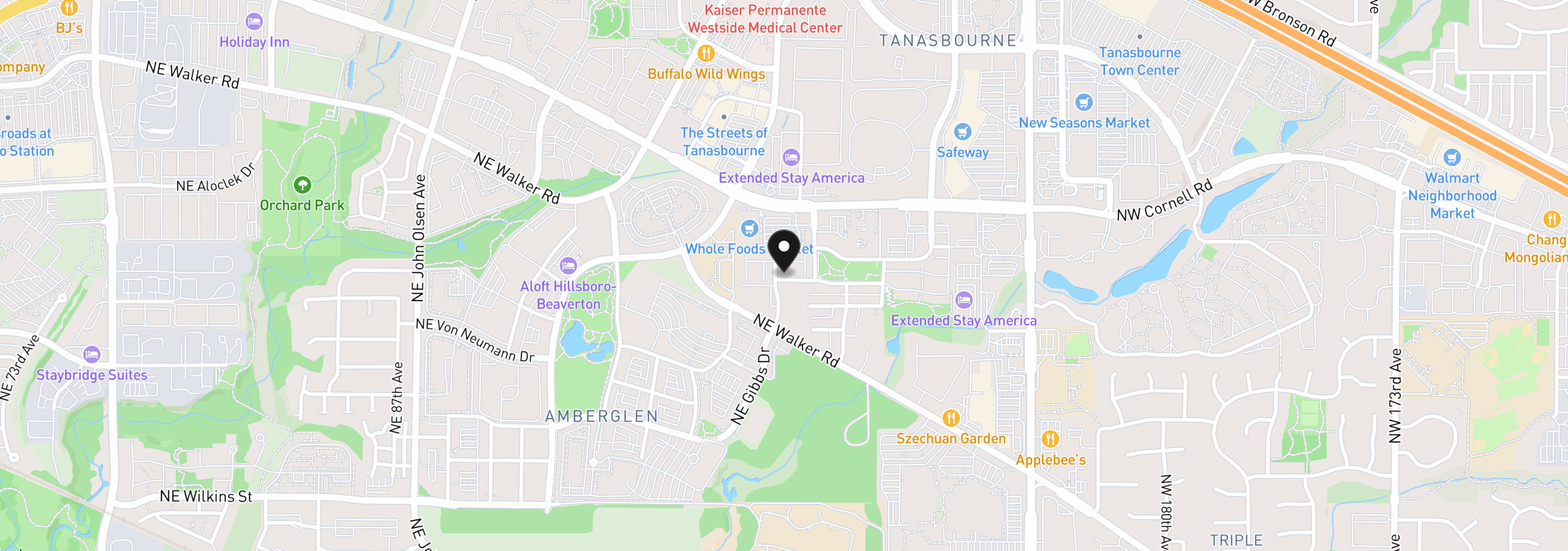 Map showing the location of 1810 NE 101st Ave 201-end, Hillsboro, OR 97006