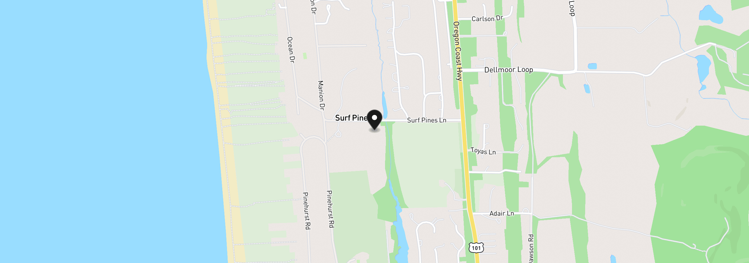 Map showing the location of 33360 Surf Pines Ln, Warrenton, OR 97146