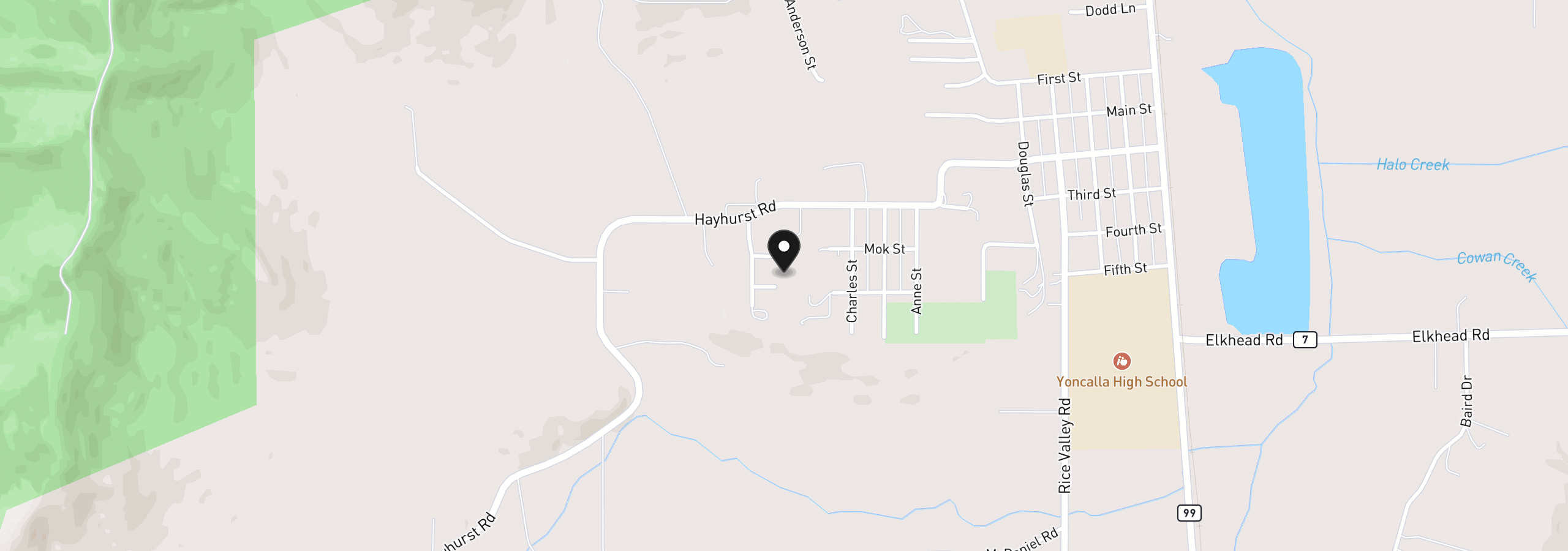 Map showing the location of 1015 Whipple Ct, Yoncalla, OR 97499