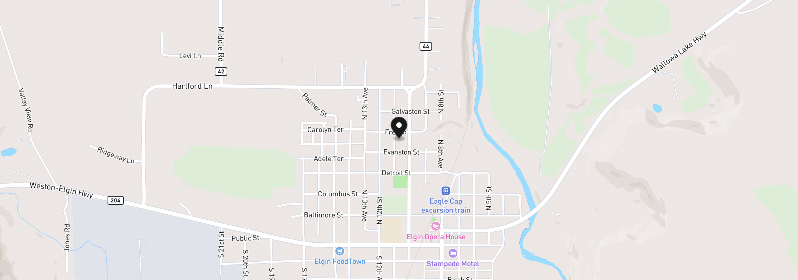 Map showing the location of 503 N 11th Ave, Elgin, OR 97827