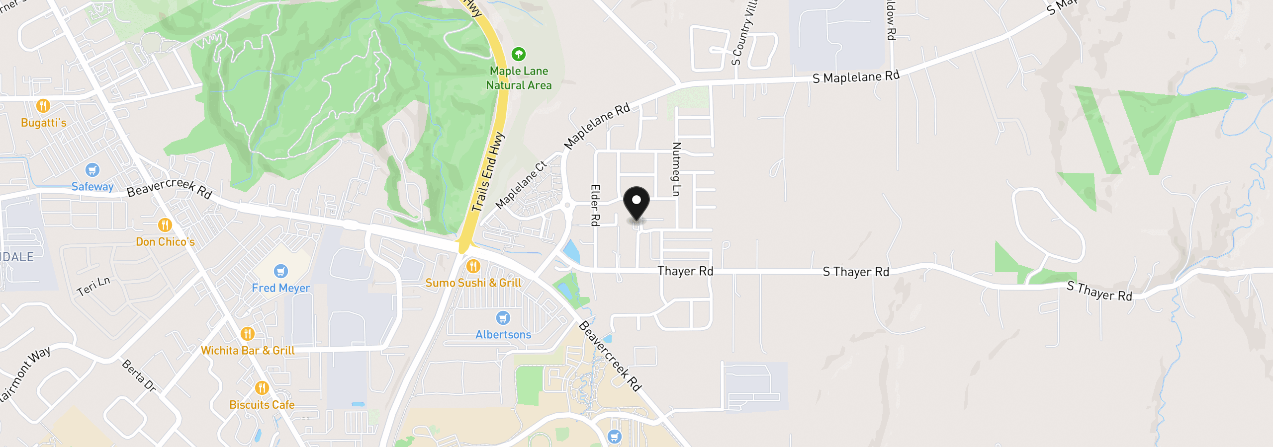 Map showing the location of 18989 S Ira Ln, Oregon City, OR 97045