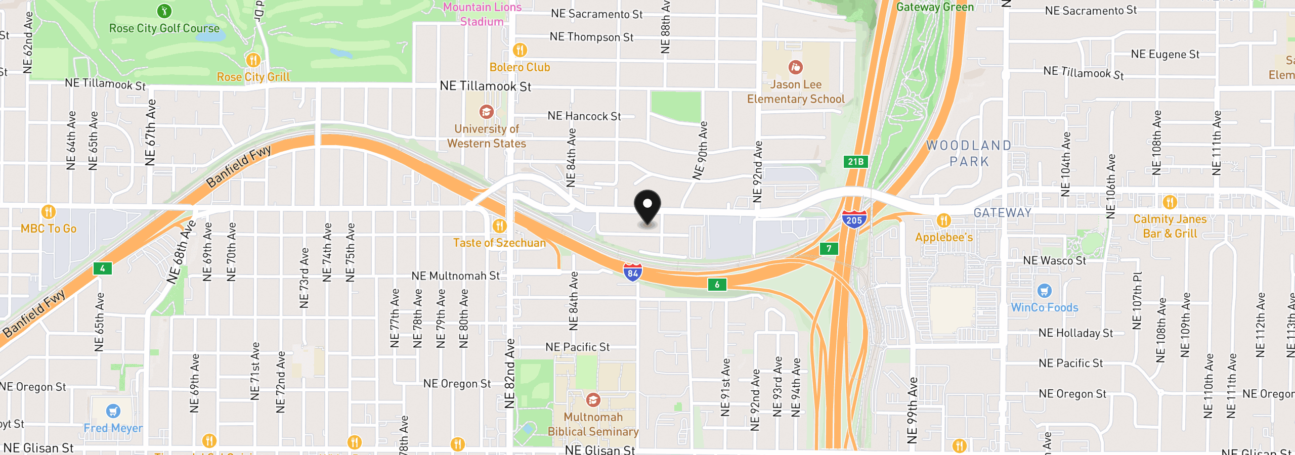 Map showing the location of 8715 NE Clackamas St, Portland, OR 97220