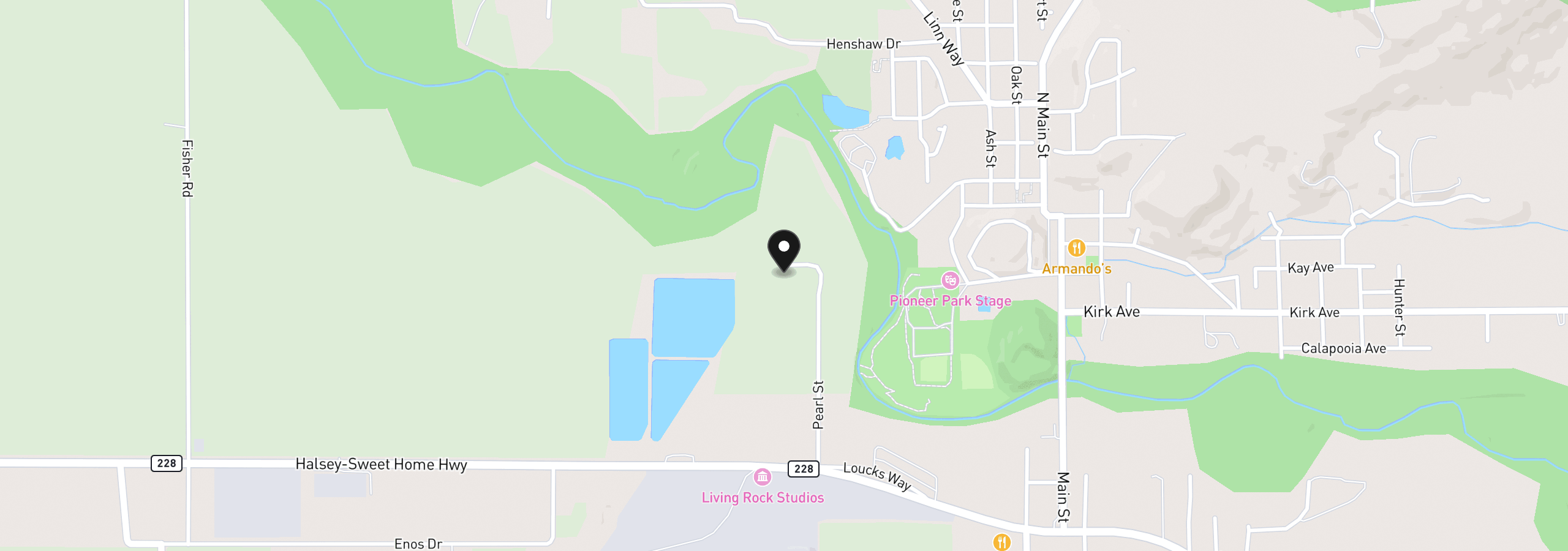 Map showing the location of 27536 Pearl St, Brownsville, OR 97327