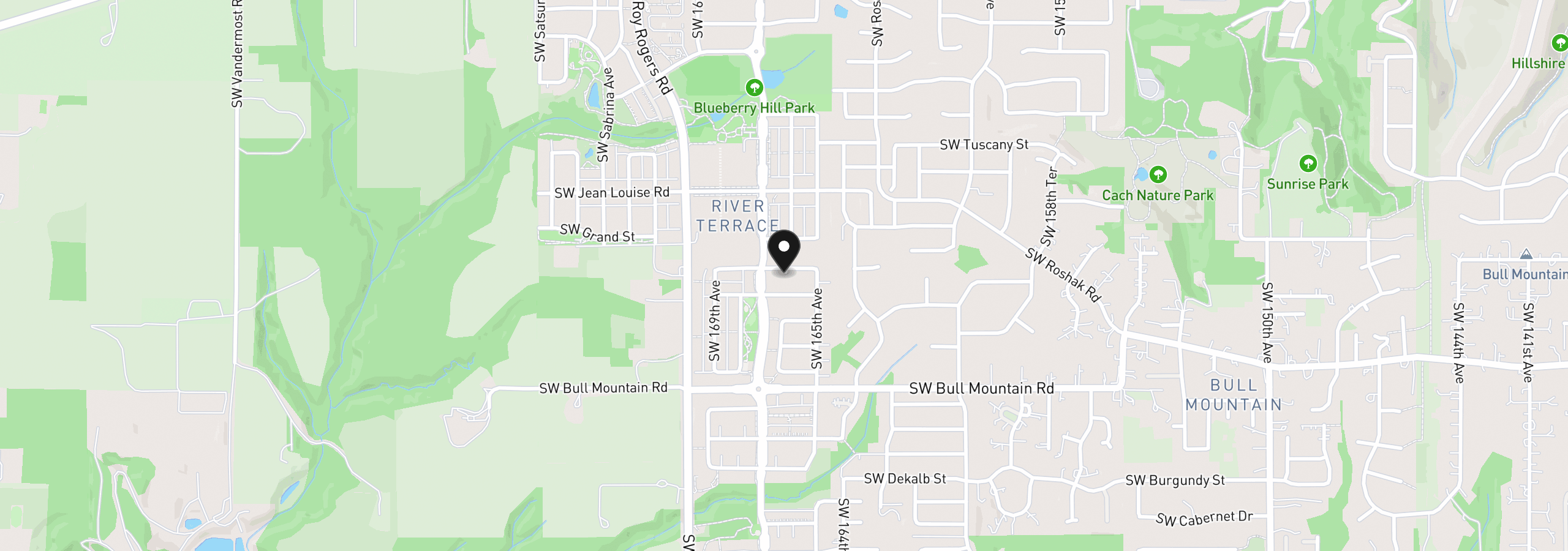 Map showing the location of 16682 SW Sunshine Coast St, Portland, OR 97224