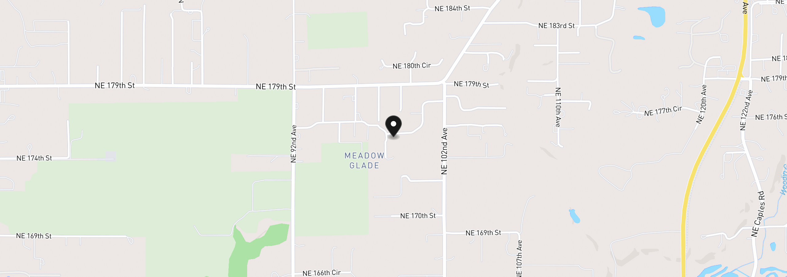 Map showing the location of 9801 NE 176th St, Battle Ground, Wa 98604
