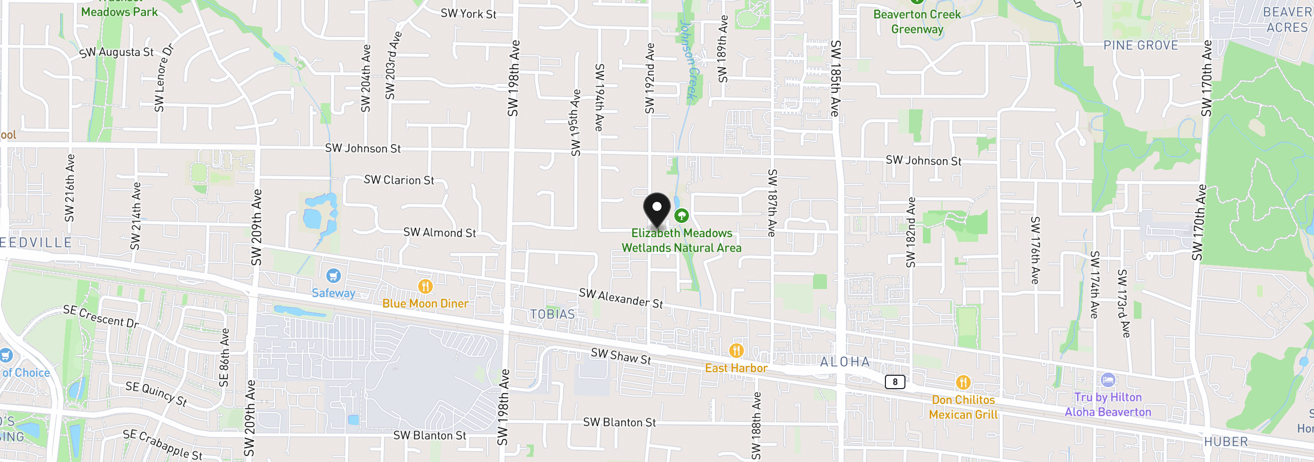 Map showing the location of 3000 SW 192nd Ave, Beaverton, OR 97003