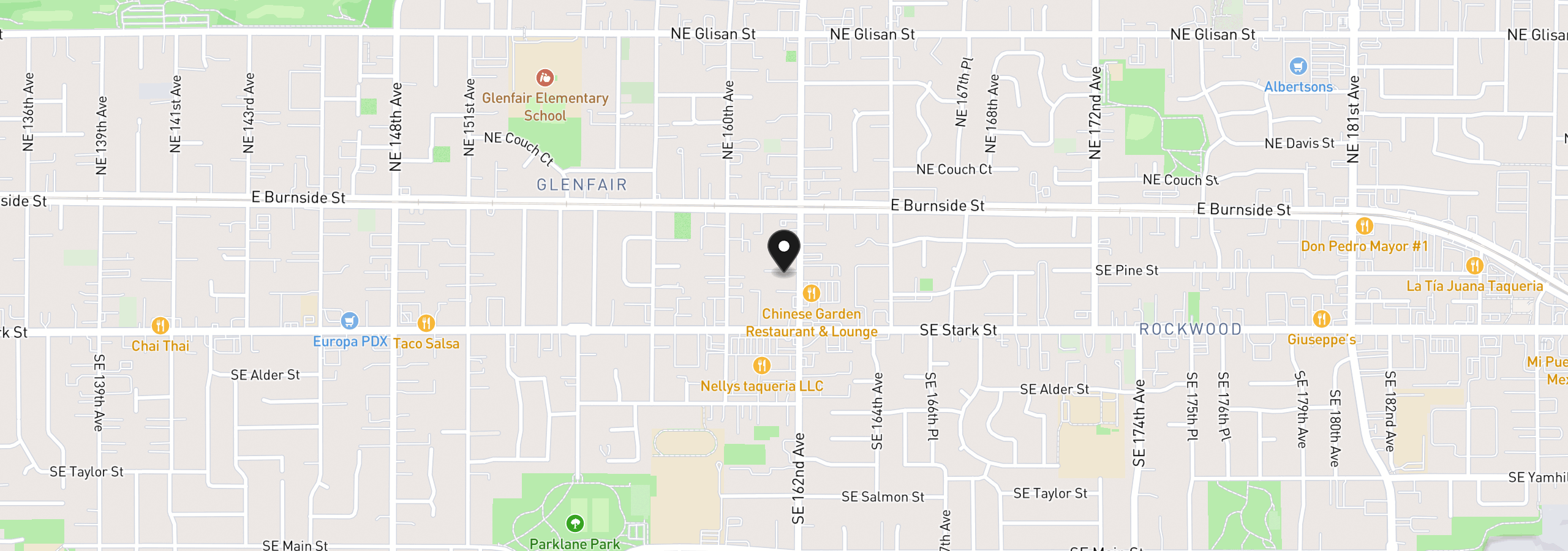 Map showing the location of 293 SE 162nd Ave 293, Portland, OR 97233
