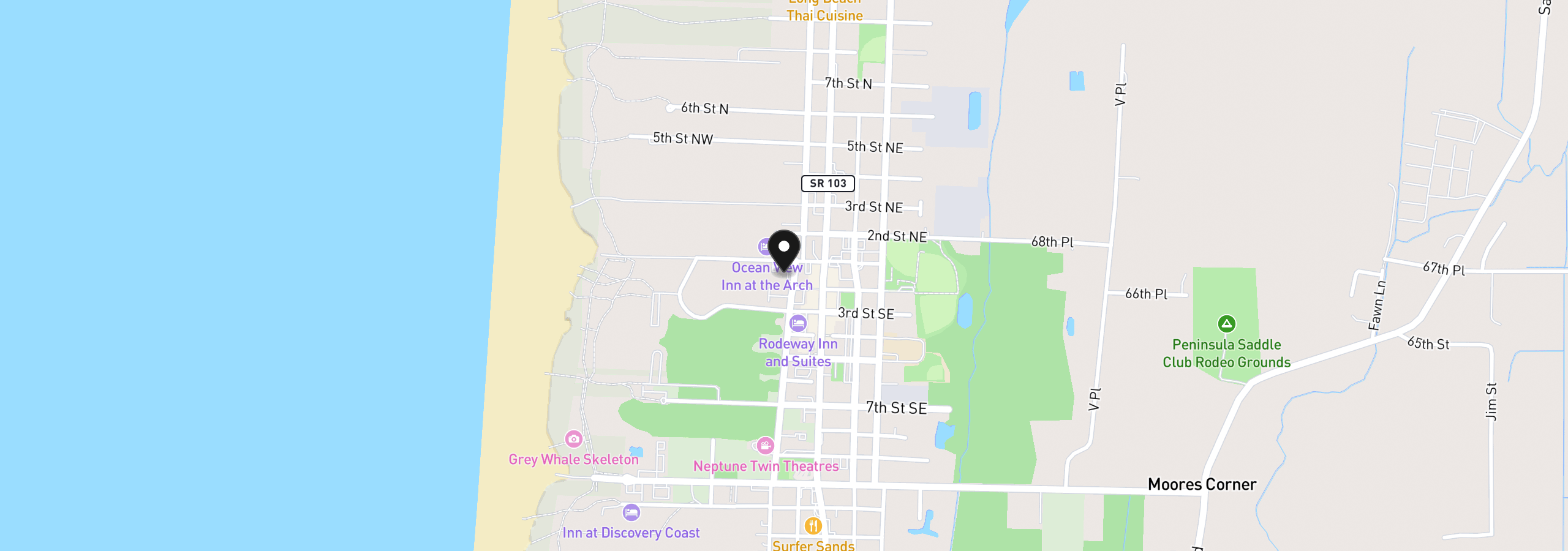 Map showing the location of 105 Ocean Bch Blvd 4, Long Beach, Wa 98631