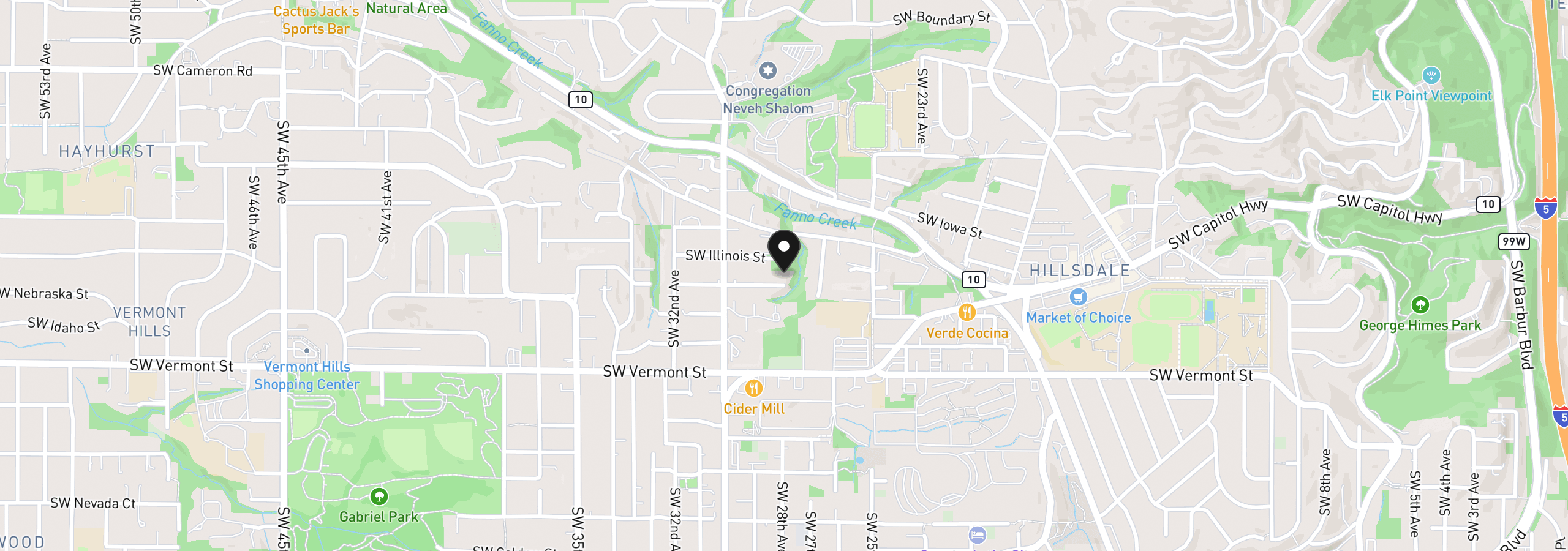 Map showing the location of 2723 SW Carolina St, Portland, OR 97239