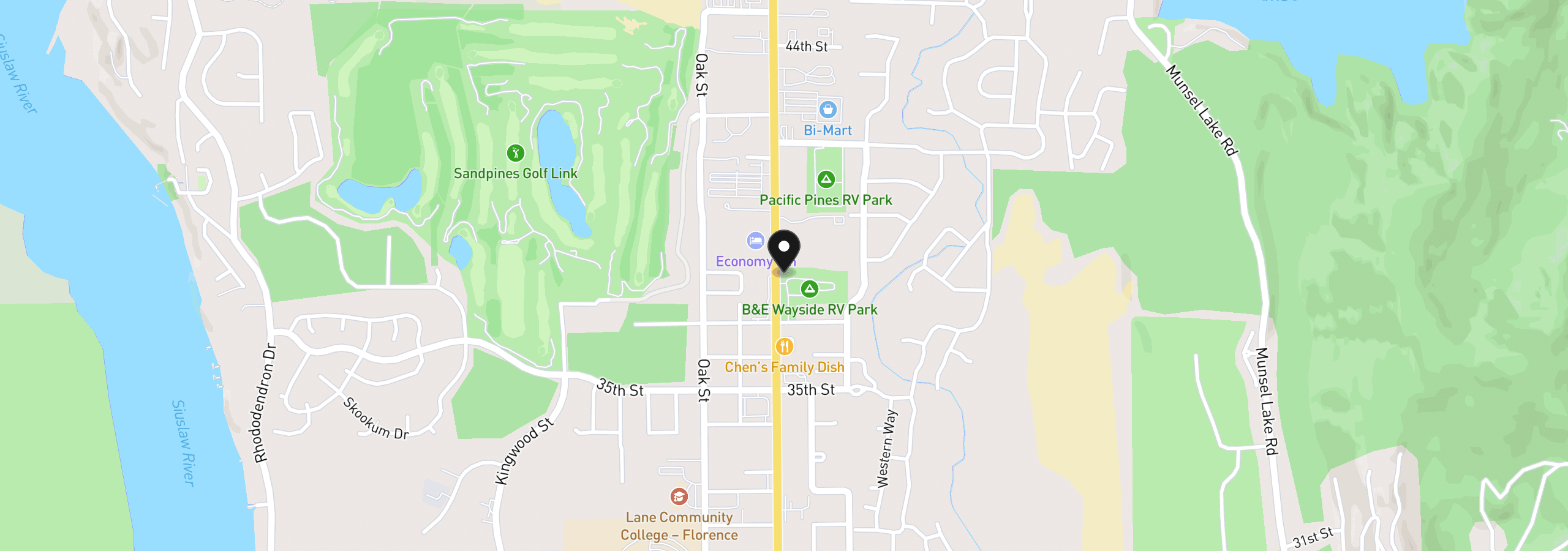 Map showing the location of 3760 Highway 101 1, Florence, OR 97439
