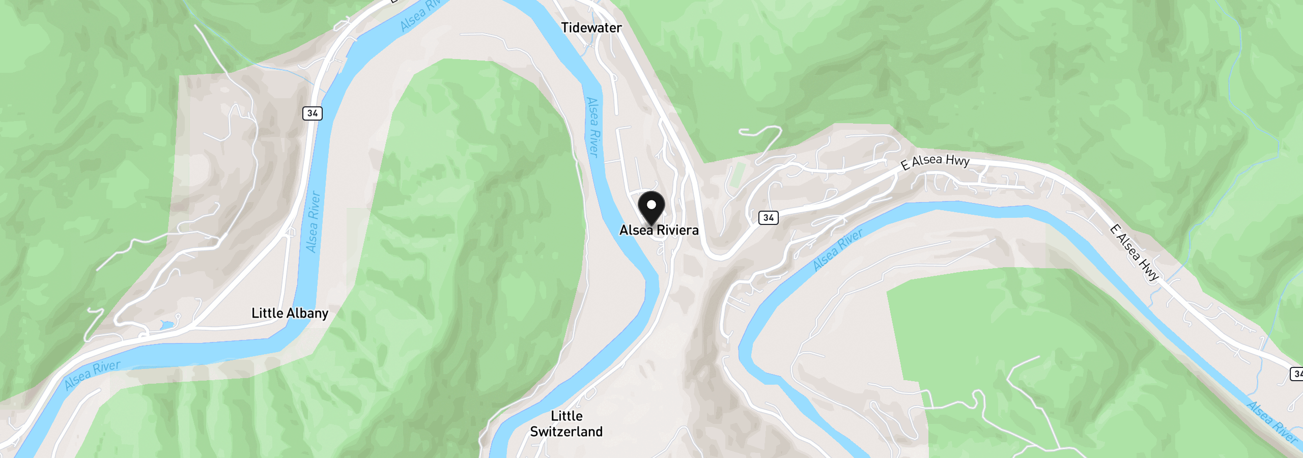 Map showing the location of 318 E Alsea Riviera Dr, Tidewater, OR 97390