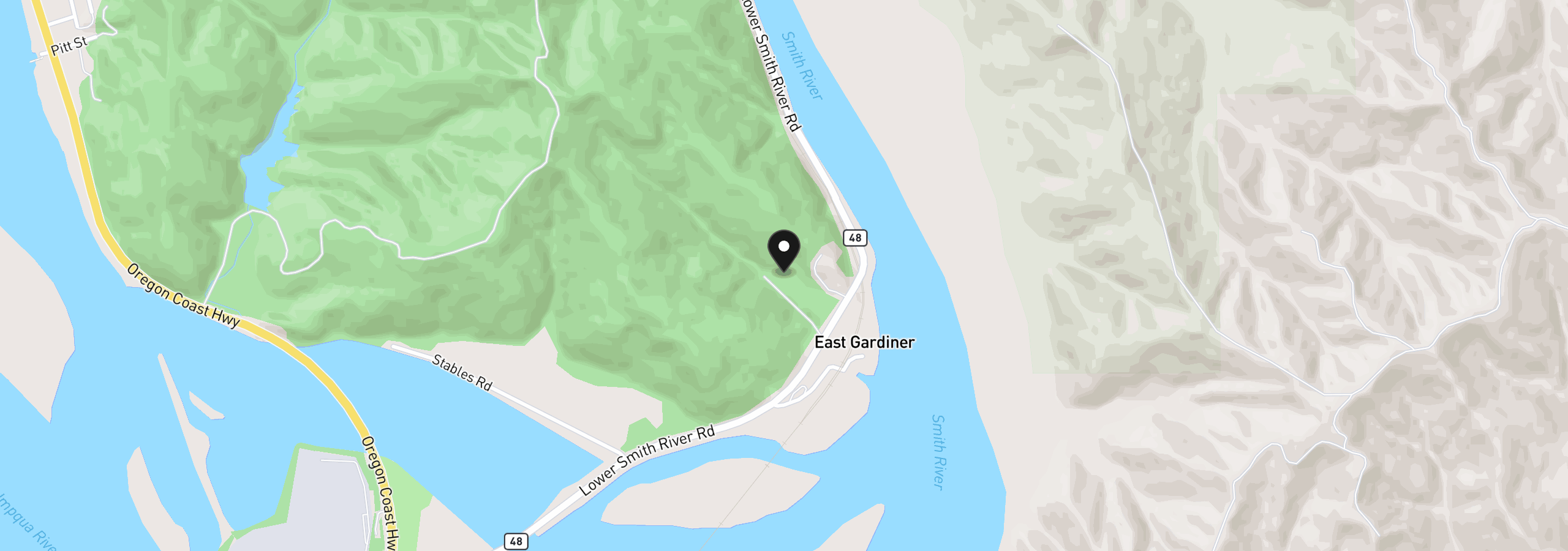 Map showing the location of 1040 Lower Smith River Rd, Reedsport, OR 97467