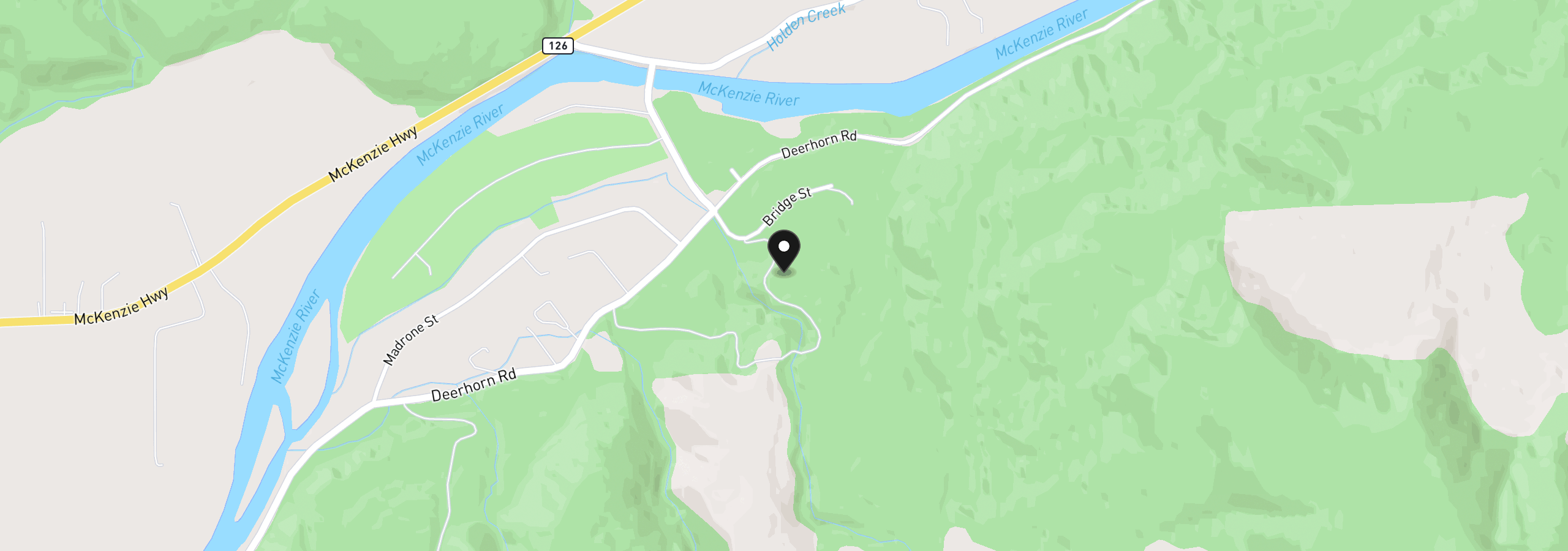Map showing the location of 0000 Whitewater Rd 02332, Springfield, OR 97478