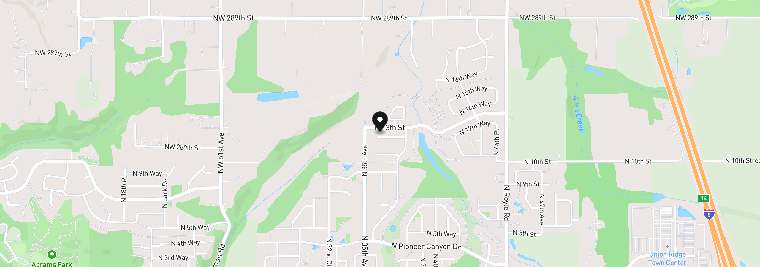 Map showing the location of 3602 N 12th Cir, Ridgefield, Wa 98642