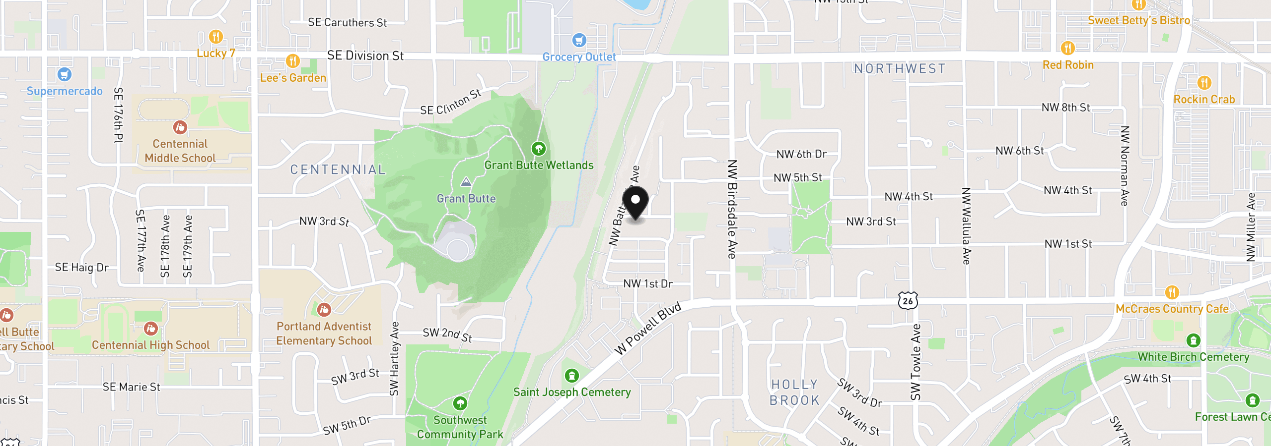 Map showing the location of 2578 NW 4th St, Gresham, OR 97030