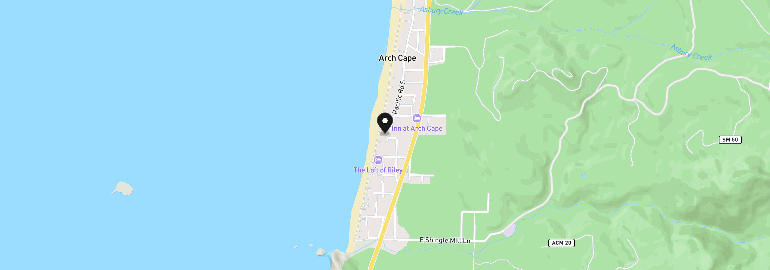 Map showing the location of 79976 Pacific Rd, Arch Cape, OR 97102