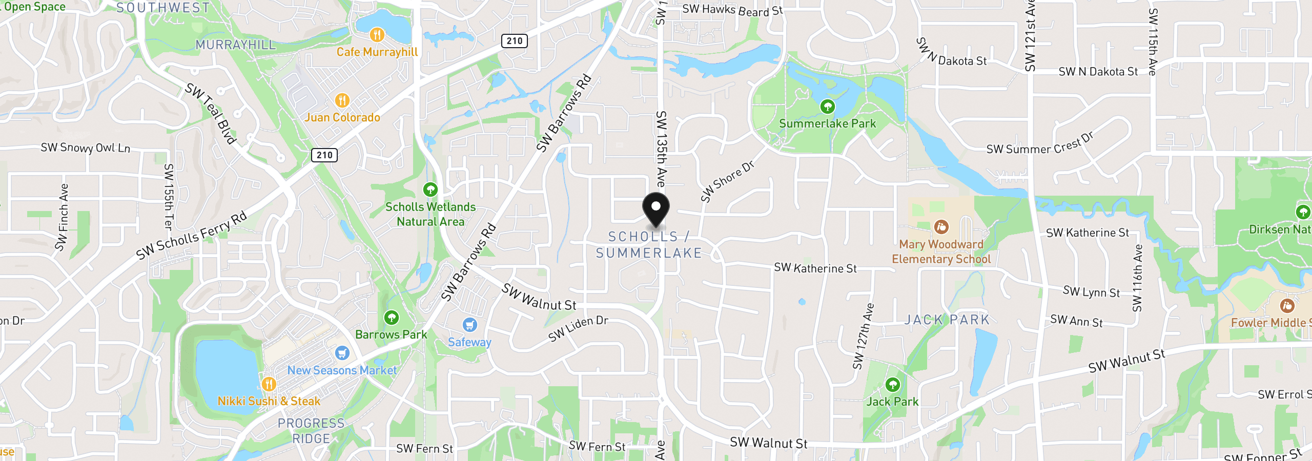 Map showing the location of 11892 SW Morning Hill Dr, Portland, OR 97223