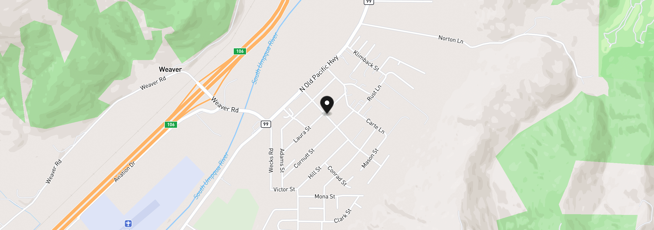 Map showing the location of 0 Walnut St, Myrtle Creek, OR 97457