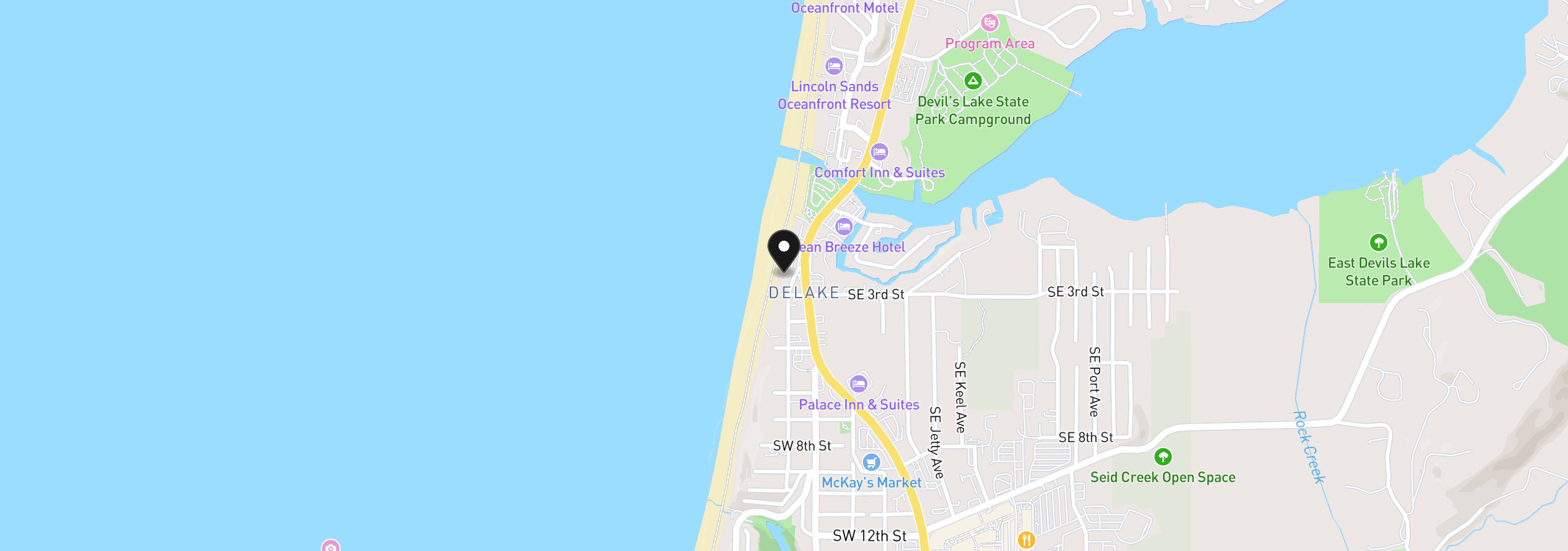 Map showing the location of 241 SW Ebb Ave, Lincoln City, OR 97367