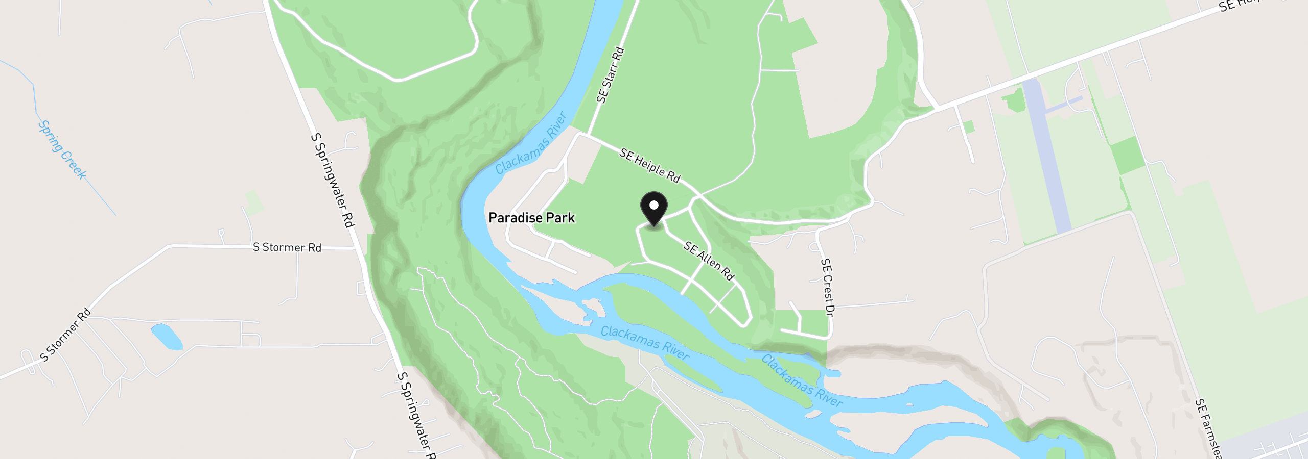 Map showing the location of 28630 SE Woods Rd, Eagle Creek, OR 97022