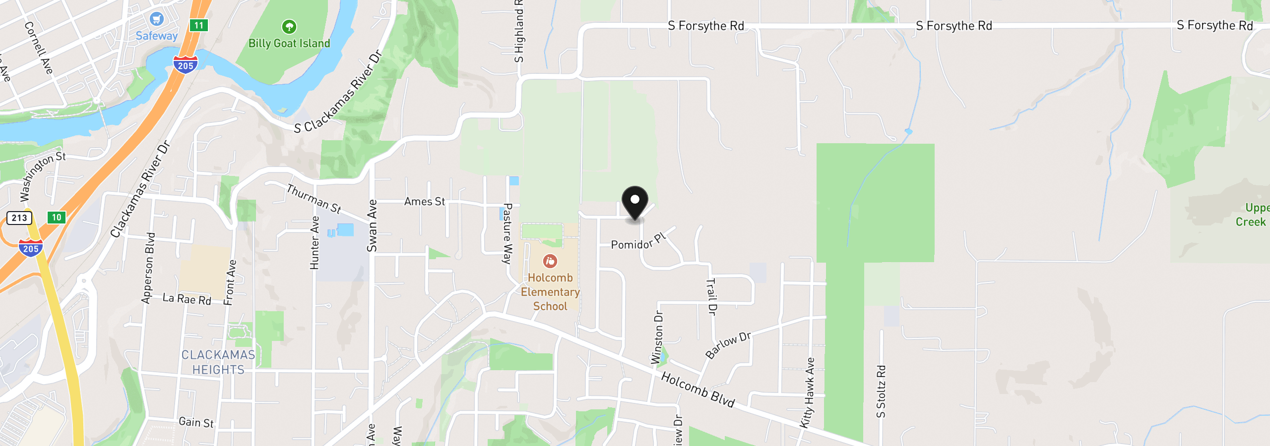 Map showing the location of 15939 Kaylyn Dr, Oregon City, OR 97045