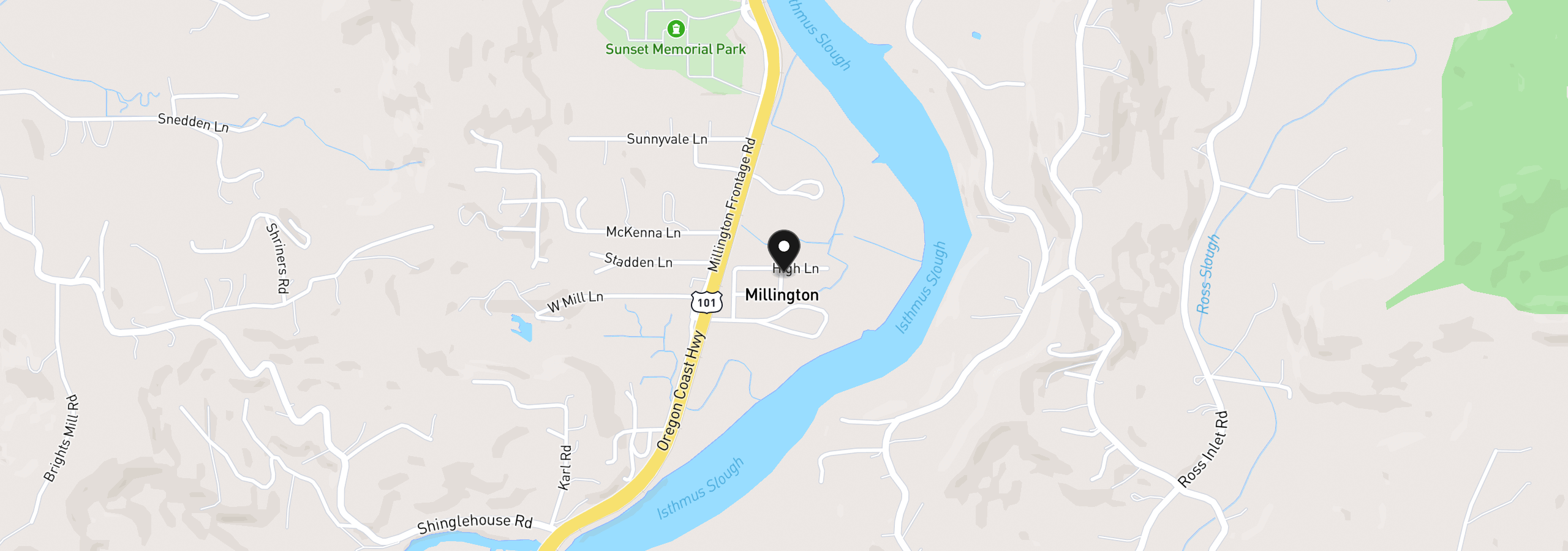 Map showing the location of 93802 High Ln, Coos Bay, OR 97420