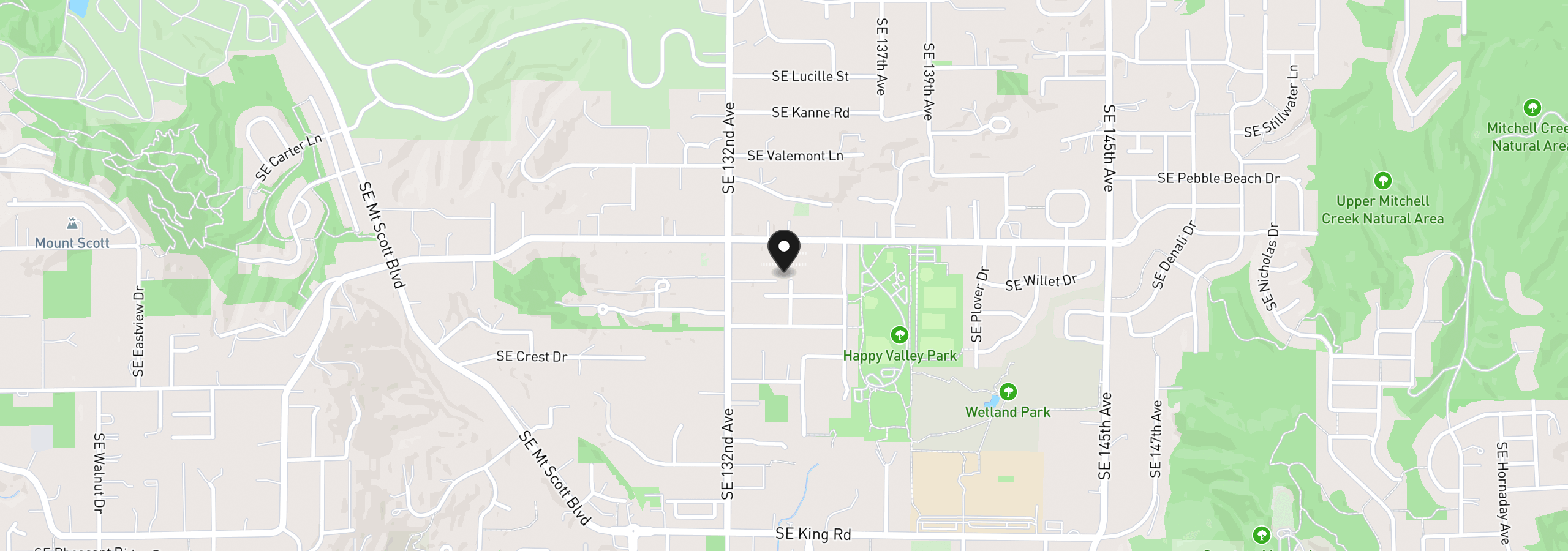Map showing the location of 13310 SE Gray Fox Ln, Happy Valley, OR 97086