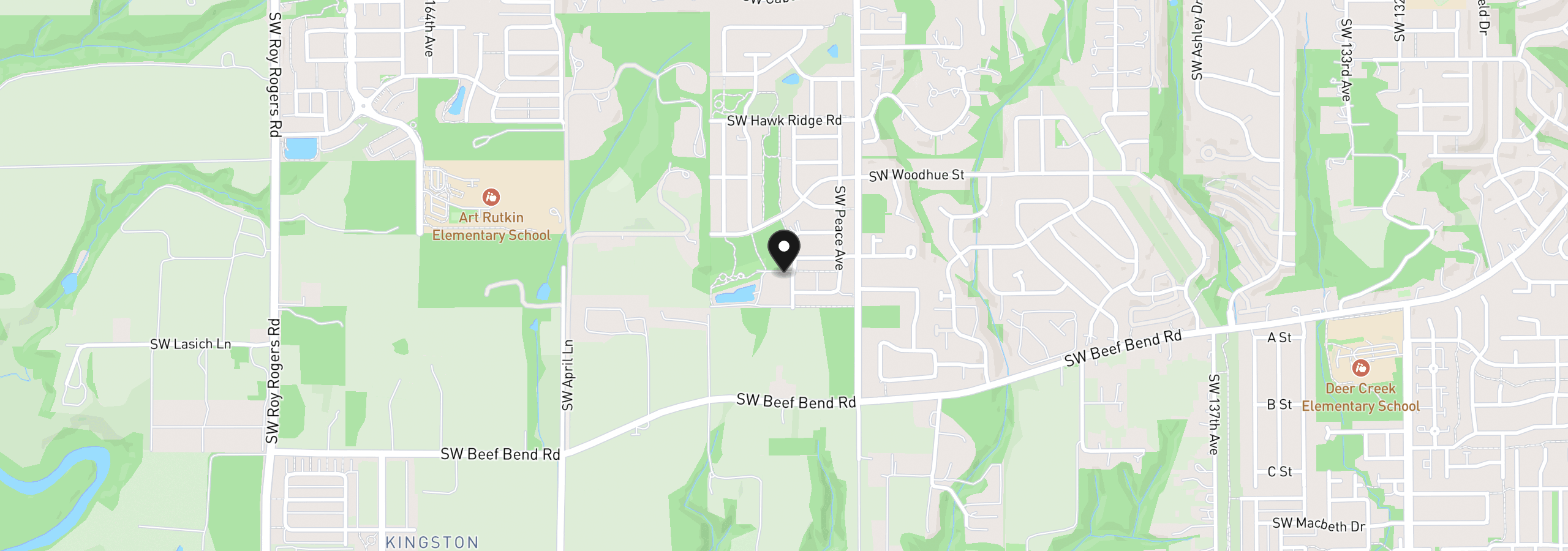Map showing the location of 15915 SW Bluewater Ter, Tigard, OR 97224