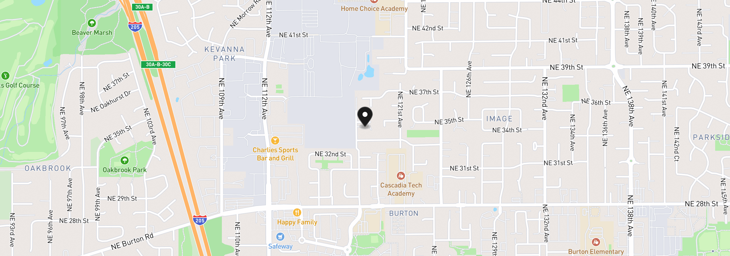 Map showing the location of 3409 NE 119th Ave, Vancouver, Wa 98682