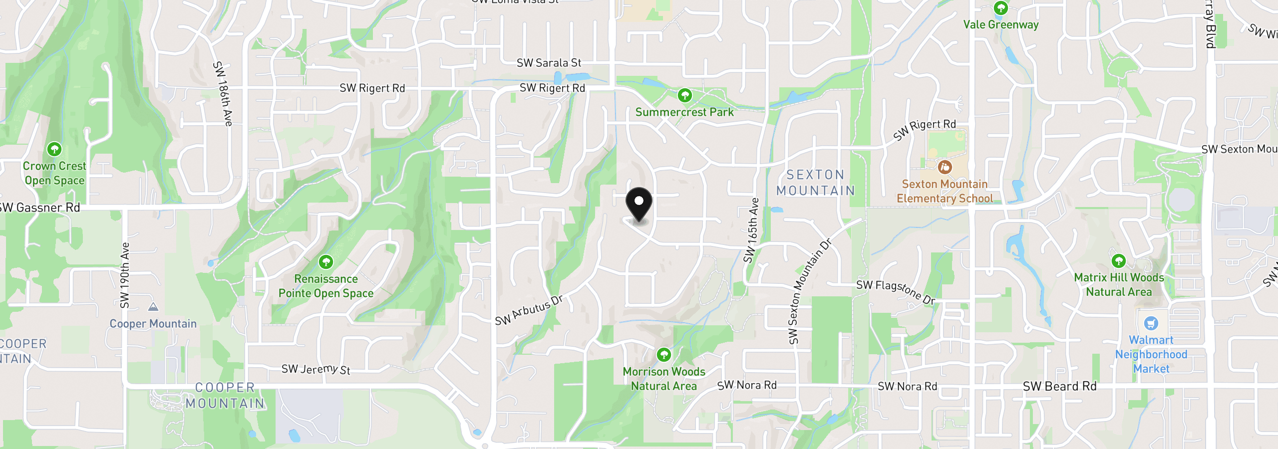 Map showing the location of 16909 SW Marcile Ln, Beaverton, OR 97007