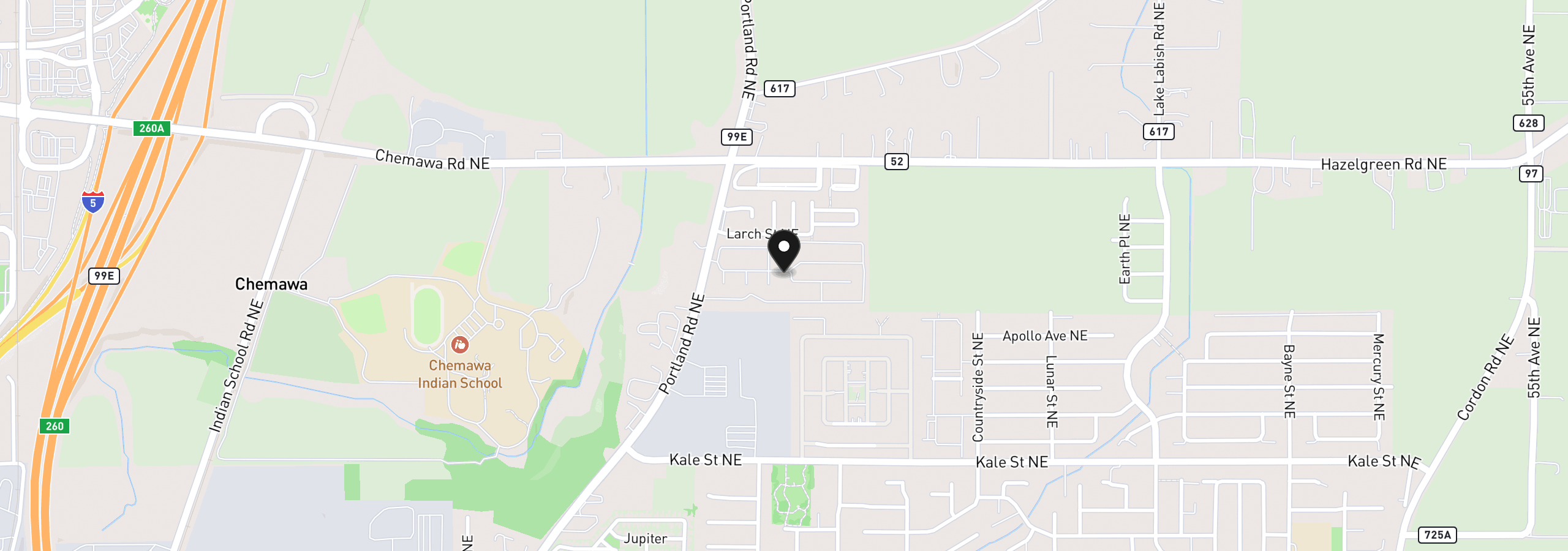 Map showing the location of 5422 NE Portland Rd 53, Salem, OR 97305