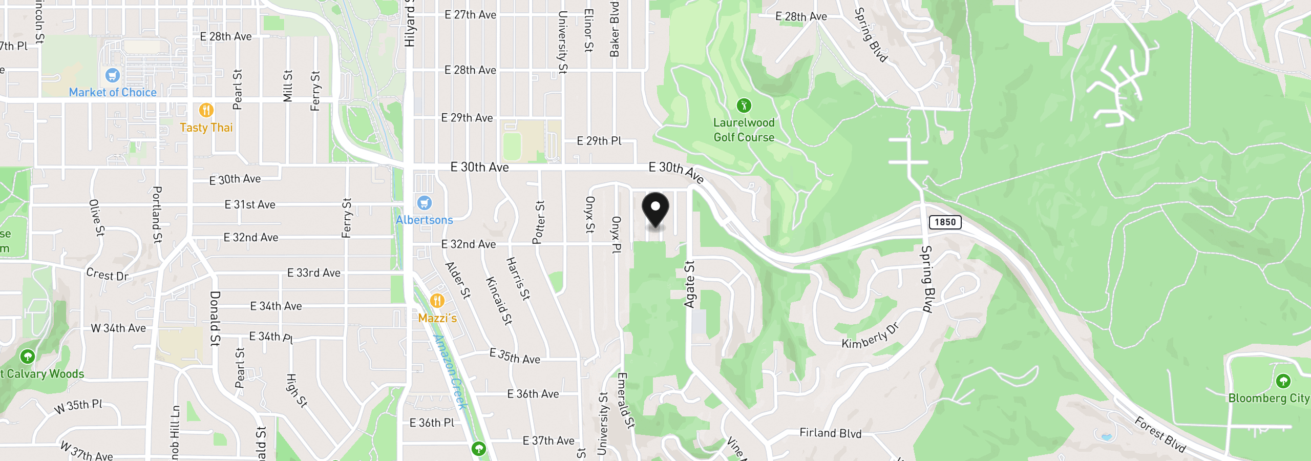 Map showing the location of 3182 Beech St, Eugene, OR 97405