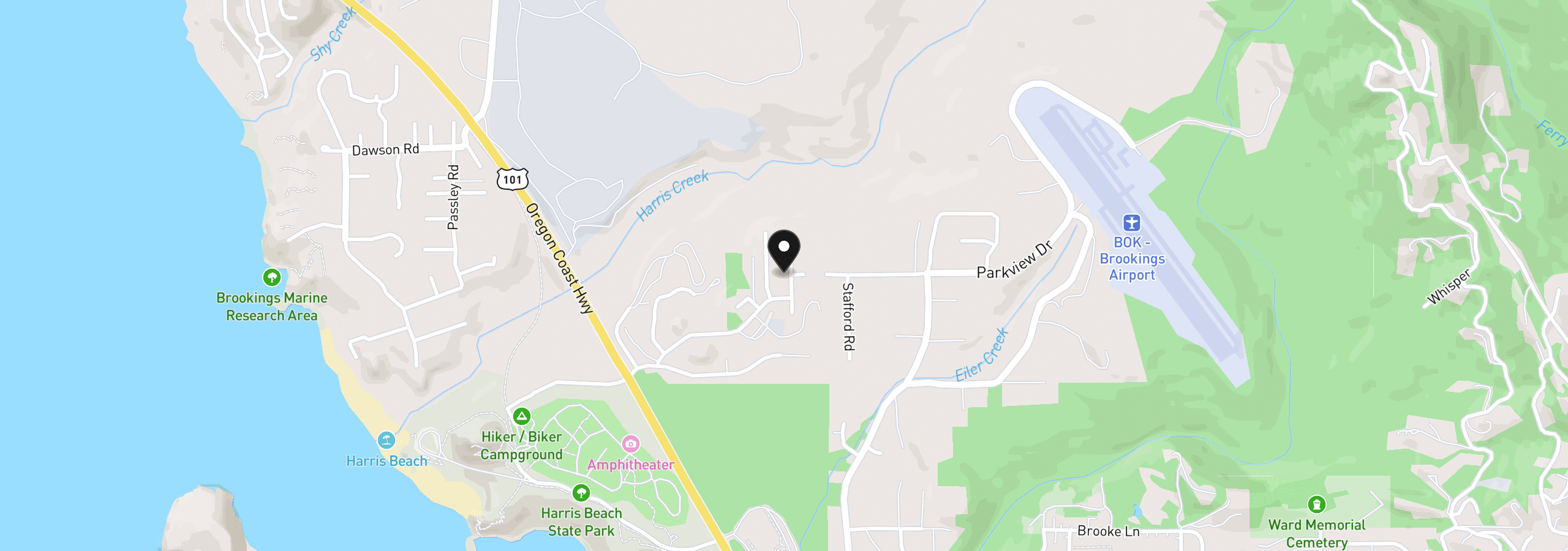 Map showing the location of 1232 Lighthouse Ln, Brookings, OR 97415