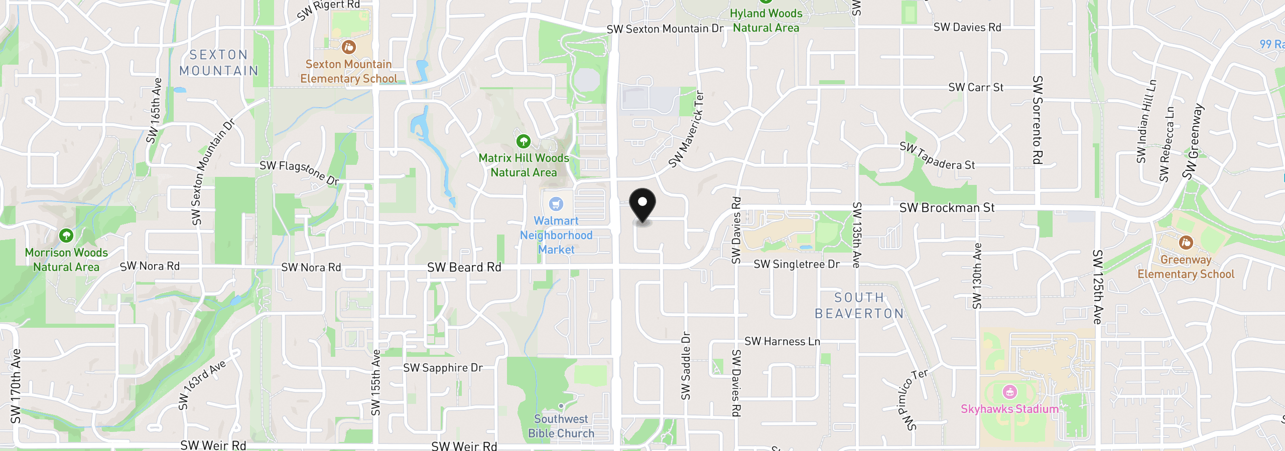 Map showing the location of 14400 SW Yearling Way, Beaverton, OR 97008