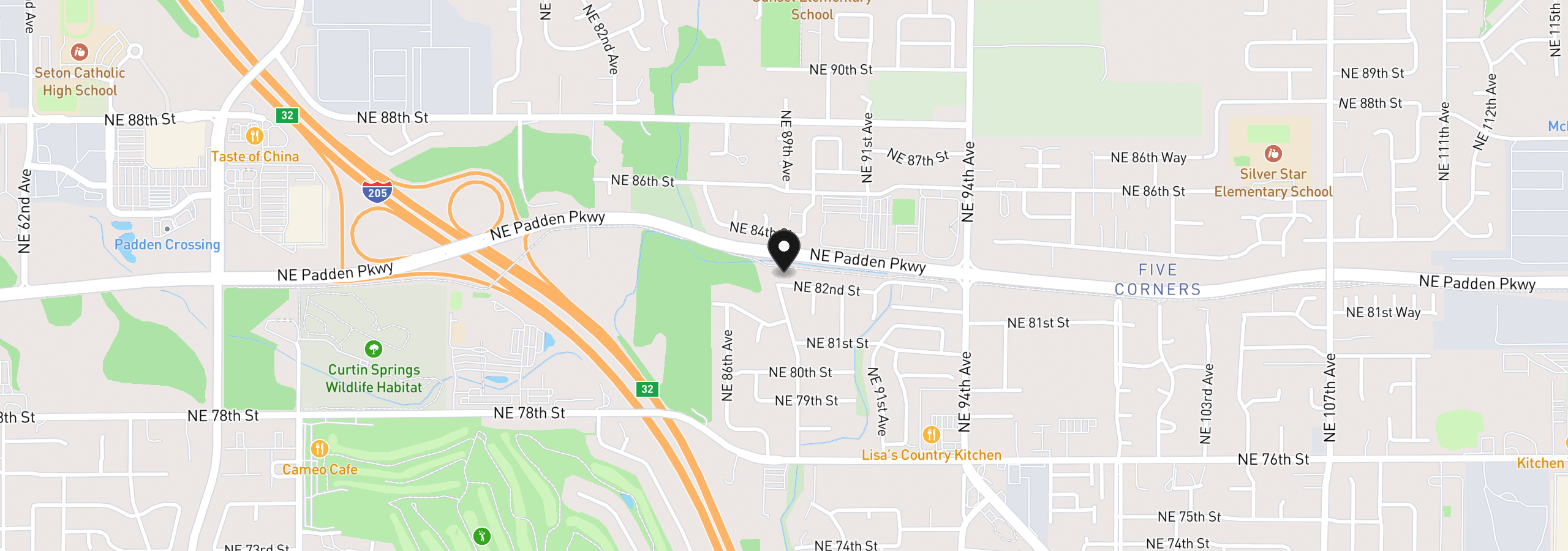 Map showing the location of 8808 NE 82nd St, Vancouver, Wa 98662