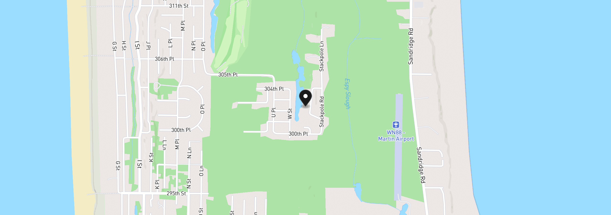 Map showing the location of 30213 X Pl, Ocean Park, Wa 98640