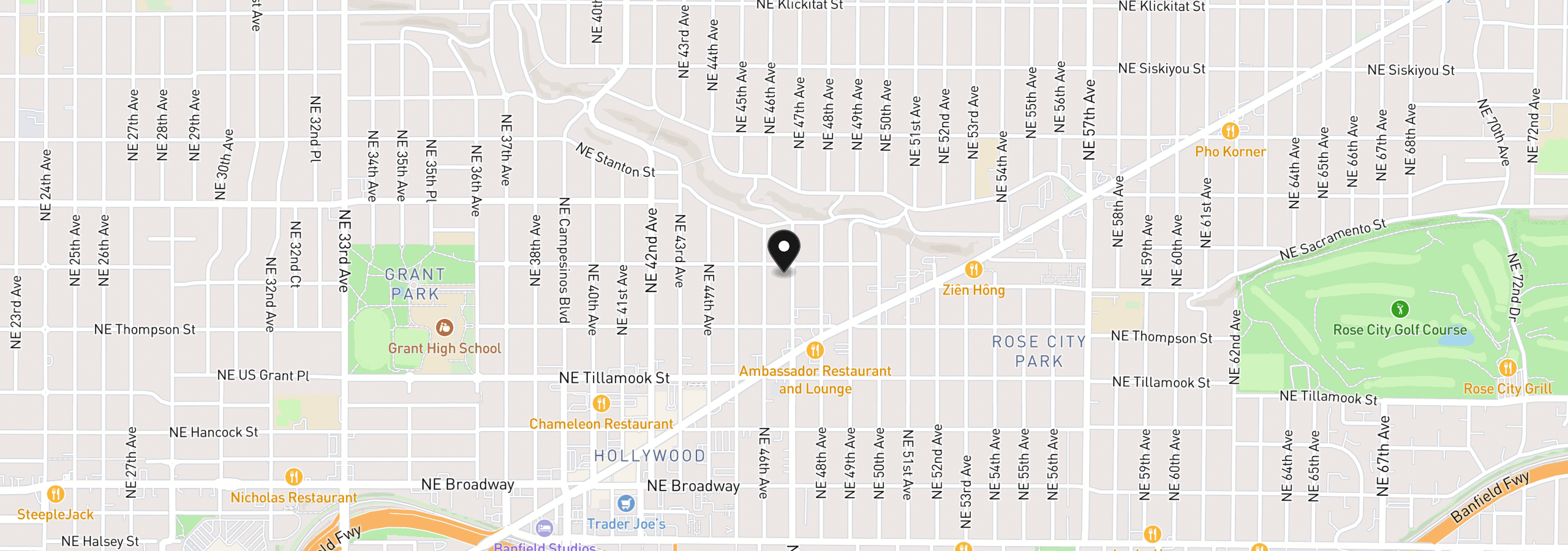 Map showing the location of 2435 NE 47th Ave, Portland, OR 97213